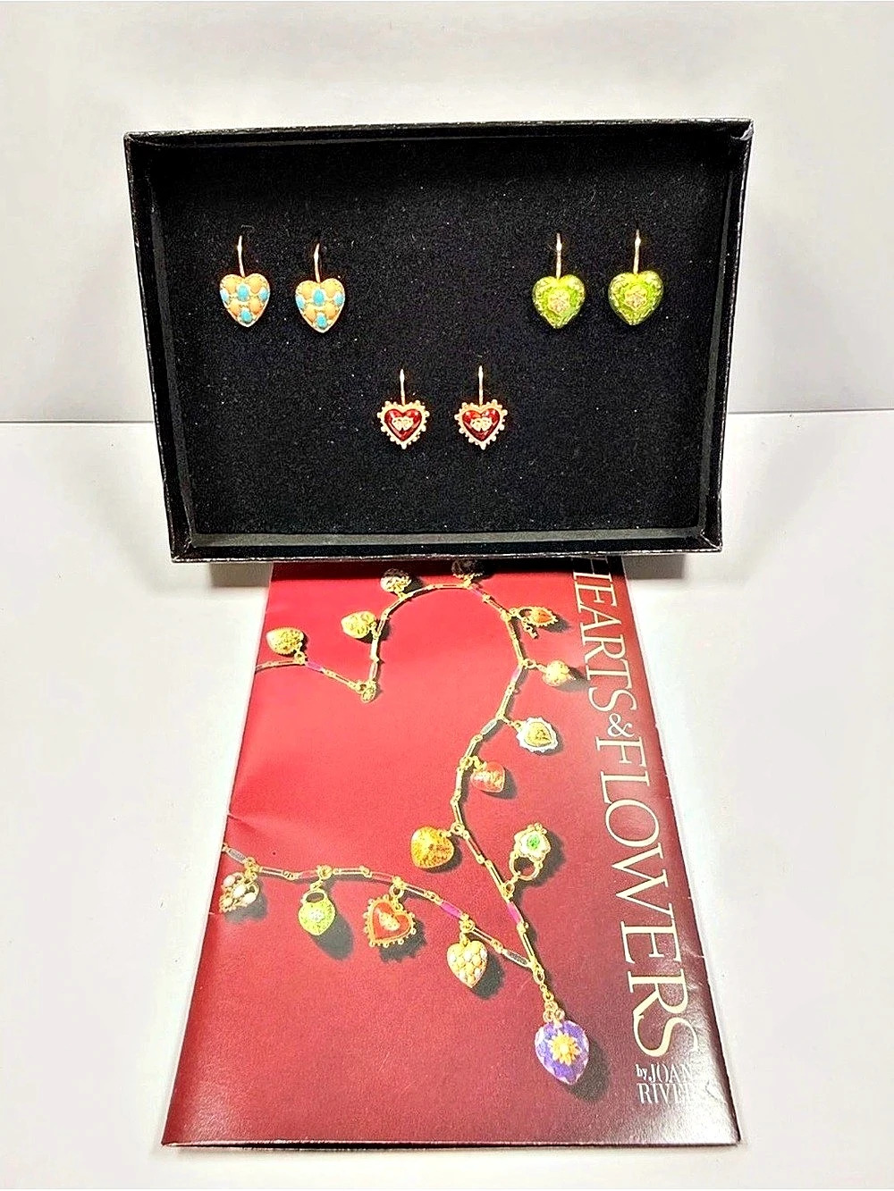 Joan Rivers Hearts & Flowers Heart Drop 3 Earring Set